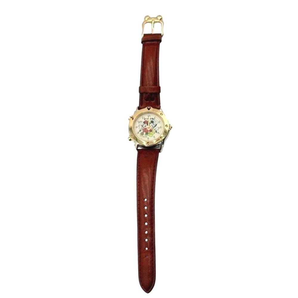 Vintage Disney Lorus Mickey Minnie Watch V52Y-X001 Quartz Leather Japan